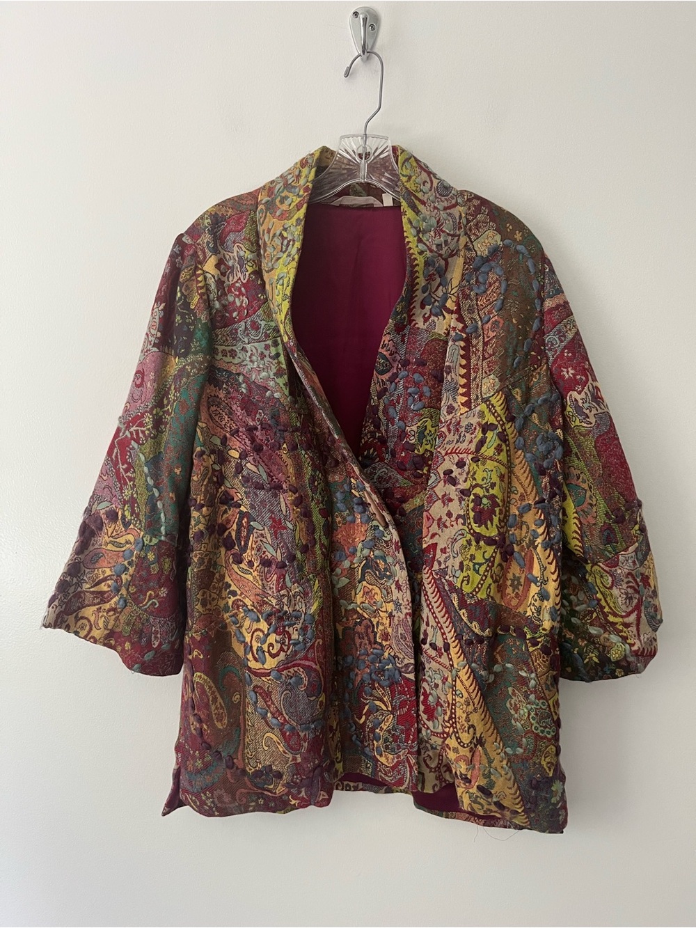 Soft Surroundings Antique Floral Tapestry Jacket Art To Wear Lagenlook Floral S